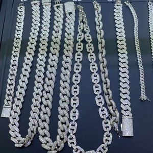 Hip Hop Jewelry Chain Necklace Fashion Men Miami 18k Solid Gold Custom Full Diamond Moissanite Cuban Link
