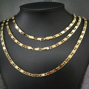 Real Gold Plated Chain 6 3mm Bandbredd Men halsband Kvinnokedjor 19 tum 28283Q