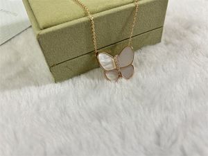 designer necklace two butterfly flower necklace woman moth of pearl collana plated gold chain classical diamond high quality zl133 F4