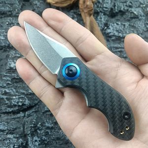 ZT 0022 Mini Folding Knife Portable Camping Pocket Knife CPM-20CV Blad CNC Carbon Fiber Handle Outdoor Defense Hunting Tools 0808 0562 BM 535 533