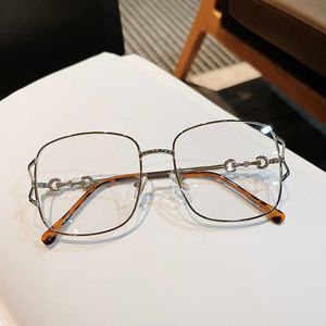 G Home Fashion Pferd Knopf große Box Anti-Blaulicht-Brille Frauen Straßenfotografie Trend dekorative flache Linse Myopie Linsenrahmen