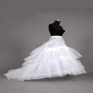 I lager nya långa tåg bröllopsklänningar 3-hoops petticoat underskirt crinoline underdress slip kvinnor kjol klänning petticoat221l