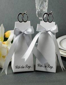 50 pieceslot Wedding paper candy box of quotWith this Ringquot Elegant Favor Boxes For wedding and Party guest gift boxes32599894973832