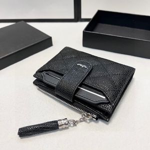 Designer Womens Purse 12x9cm Caviar Cowhide Silver Hardware Metal Buckle Luxury Clutch Bags Multi-Function Small Purse Card Holder Small Pendant Coin Purse Black