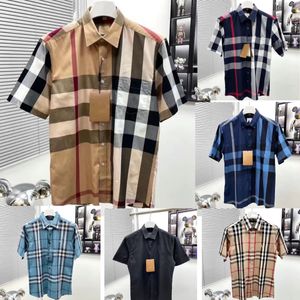 Designer mens vestido camisa de luxo marca mens camisa designer camisa polo clássico xadrez sólido negócios casual mens manga curta camisas chemises de marque pour hommes