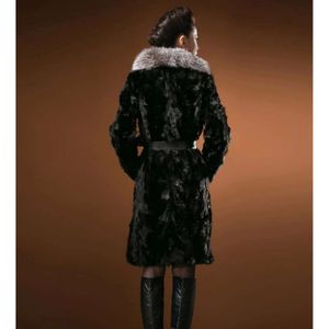 Cappotto imitazione, da donna, stile lungo in volpe, pelliccia di visone intero 899071