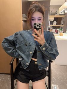 24 Autumn/Winter New women Short Jacket Coat Zipper+Hip Wrap Short Skirt denim Female Letter Triangle Jacket Women Jacket tops