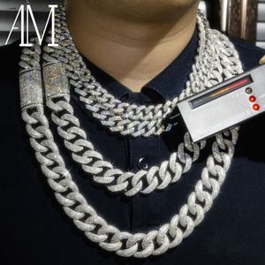 Smyckesdesigner Hot Selling 8mm 10mm 15mm 20mm 925 Silver VVS Moissanite Diamond Cuban Link Chain Custom 18k Gold Iced Out Necklace Bracelethiphop