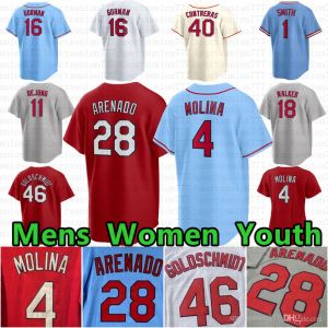 28 Nolan Arenado Personalizzato Uomo Donna Gioventù St''Louis''Cardinals''Paul Goldschmidt Maglia da baseball Willson Contreras Adam Wainwright Lars Smith Contreras Nolan Gorman