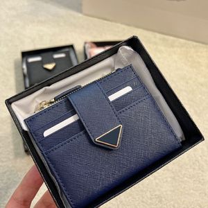 Mini Wallet Clutch Bag Coin Purse Short Wallets Grain Cowhide Leather Triangle Sign Men Women Handbags Internal Card Holder Fashio269J