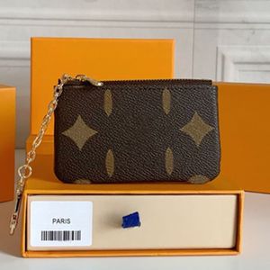 Designer de luxo com zíper moeda bolsa titular do cartão marrom alta qualidade carteiras de couro das mulheres bolsas dos homens chaveiro carteira de crédito saco tra314t