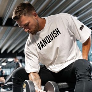 T-shirts sommar ny sport fritid bomull rund nacke överdimensionerad t-shirt mode män kläd gym springer träning sportkläder