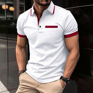 Marka 2023 Letnia druk koszula polo Men Business Fashion Solidna oddychająca praca Krótkie t-shirty Camisas de Hombre