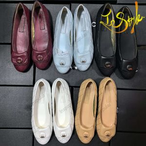 Designer Ballerina Womens Loafers Ballet Flats Läder Casual Dress Shoes With Knots Le Boy C Shoes Bekväm sommarslip på svart skor Inspopulär storlek 34-41