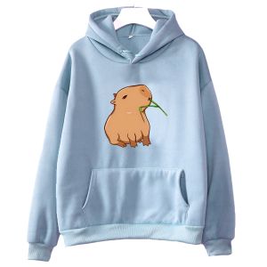 SWESTSHIRTS للجنسين الموضة harajuku الرسوم البيانية مقنعين مضحكا capybara طباعة هوديي النساء/الرجال kawaii cartoon tops sweatshirt for girls