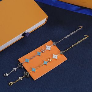 With BOX designer bracelets blue grey flower letter Bracelet 18K Gold Silver Bangle Charm Bracelets Party Girls Fashion Accessories Jewelry