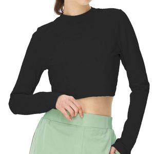 LU-021 Swallowtail Yoga Long Sleeved Top Womens 티셔츠 스포츠 편안한 통기성 피트니스 운동 착용 체육관 옷