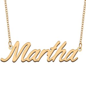 Martha-Namenskettenanhänger, individuell personalisiert, für Frauen, Mädchen, Kinder, beste Freunde, Mütter, Geschenke, 18 Karat vergoldeter Edelstahl