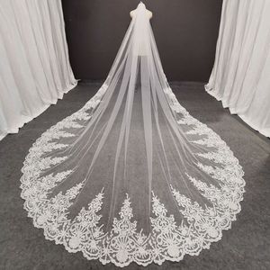 Velo da sposa lungo in pizzo reale Pos con pettine 3 metri 1 strato Cattedrale bianco Iovry Velo da sposa Accessori232s