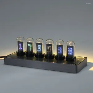 Table Clocks RGB Digital Clock Aluminum Alloy Pseudo Nixie Tube Desk IPS Computer Desktop Bedroom Decoration And Accessories