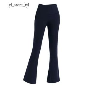 Pantaloni da yoga da donna di alta qualità LL Align tinta unita sport nudi modellanti vita stretta svasata fitness pantaloni da jogging larghi abbigliamento sportivo LU pantaloni svasati a nove punti da donna 6764