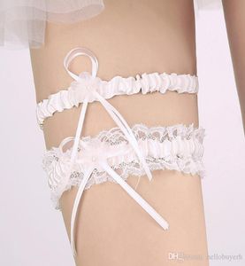 New Style Light Blue Bridal Garters High Quality Pearl Ribbon Bow Wedding Leg Garters Bridal Accessories In Stock Item 5135118