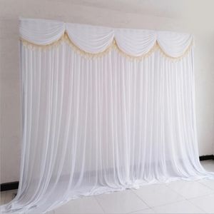10x10ft Ice Silk Elegant Wedding Backdrop Curtain Drape Wedding Supplies Curtain Drapes Bakgrund för festevenemang Bundet Piped2703