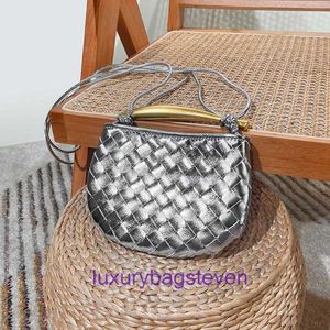 Top Original Bottgs's Vents's Sardine Großhandel Tragetaschen Online-Shop Silberne Minitasche aus gewebtem, kleinem Leder für Damen, Schulter-Crossbody-Handtasche mit echtem Logo