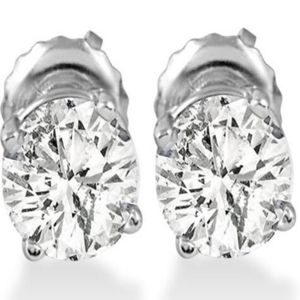 1CT Round Diamond Studörhängen i 14K vitt guld med skruvstöd323Z