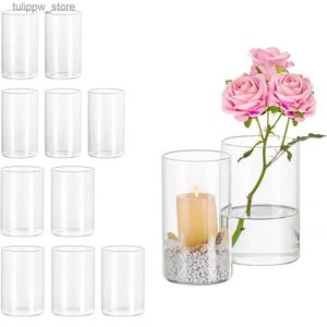 Vasos Decoração de mesa de casamento para casa 5,9 polegadas Vaso redondo alto transparente para peças centrais para eventos de aniversário de casamento Vasos de decoração de mesa para casa L240309