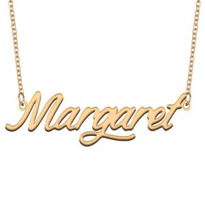 Colar com pingente de nome Margaret personalizado para mulheres, meninas, crianças, melhores amigos, presentes de mães, banhado a ouro 18k, aço inoxidável