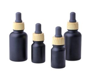 Matte Black Smoke oil e liquid Bottles Glass Essential Oil Perfume Bottle Liquid Reagent Pipette Dropper Bottles with Wood Grain C4686140