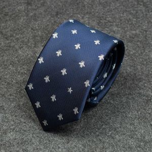 Neck Ties Designer Personalized embroidered blue formal business bee tie for men's formal business pentagram tie 8ZRV