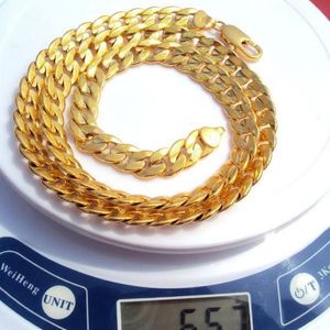 24k 100% Link Not Chain Gold Not 23 6inch Sand Necklace Cuban Real Solid Solid Gold Sequence Two-sided Money205r