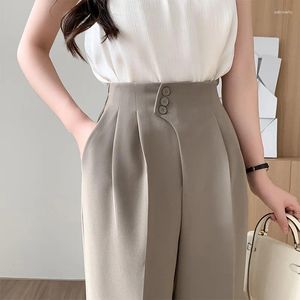 Kvinnor Pants Real S 2024 Spring and Summer Korean Style Small Suit Croped Ankle-bundna byxor raka mager Tro