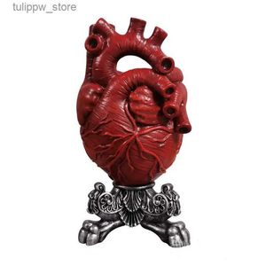 Vase Heart Shape Flower Vase Desktop Reisn Plant Pot Sculpture Model Art Vase for Home Decor Bedroomカウンタートップオーナメントギフトl240309