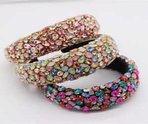 Gorgeous Baroque Hair Jewelry Bohemian Padded Crystal Crown Headbands Exaggerated Rhinestone Tiara Hairbands For Women Wedding1878175