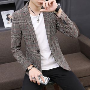 Vår- och hösten New Men's Casual Suit Korean version Slim Fit Checkered Suit Men's Suit Coat