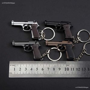 Gun Toys 2024 Mini Metal Keychain Pendant 1 4 Creative 92f Small Gun Key Chain Ring Shoulder Bag Accessories Pendant Gift New Year Gift T240309