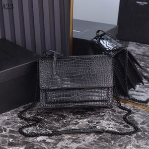 Luxurys handväska solnedgång axelväska spegel kvalitet designer väska för kvinnan man messenger kedja tote crossbody klassisk klaff väska läder handväska plånbok koppling svarta väskor