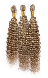 Deep Wave 8 613 Medium Brown Mix with Bleach Blonde 9A Hair Bundles 300g Deep Curly Ombre Colored Human Hair Extensions2678498