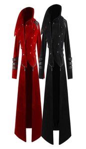 Mens Gothic Steampunk Hooded Trench Party Costume Tailcoat långärmad jacka Fashion Mensjackor Rockar Chaqueta Hombre5865695