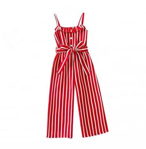 Retailwhole girl Sling chiffon stripe jumpsuits skinny girls kids sleeveless onepiece onesies Jumpsuit 3 colors children des3385532