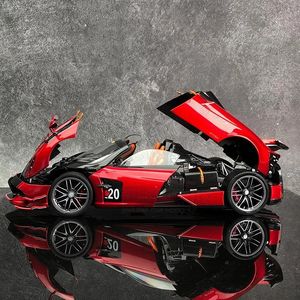 1/18 pagani huayra bc liga modelo de carro esportivo diecast metal carro de corrida modelo de veículo simulação som e luz crianças brinquedo presente 240228