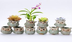 Kreskówkowe sowy kwiatowe doniczki sukulenty rośliny kwiatowe ceramiczne mini domowe akcesoria ogrodowe biuro Ofl Flowerpot Dekoracja BH6119094