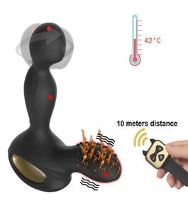 Heating Rotation Anal Plug Vibrator Male Prostate Massager GSpot Stimulator Wireless Remote Butt Plugs Machine Sex Toys For Man M2358486