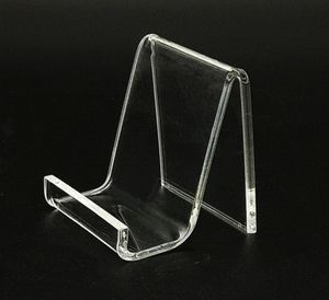 Reklam Display Acrylic Show Holder Stands Rack för Purse Bag Wallet Phone Book T3mm L5CM Retail Store som ställer ut 50pcs9058294