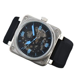 2023 New Wristwatches 남자 벨 자동 기계식 시계 갈색 가죽 검은 고무 로스 워치 시계 선물 h2246m