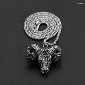 Pendant Necklaces Punk Sheepshead Hexagram Supernatural Necklace Witchcraft Gothic Man Vharm Vintage Jewelry Cool Street Boy Accessories