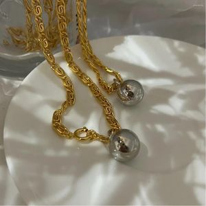 Pendant Necklaces 2024 Fashion Brass Tone Ball Necklace Women Jewelry Punk Designer Runway Rare Gown Boho Japan Korean Hip Hop